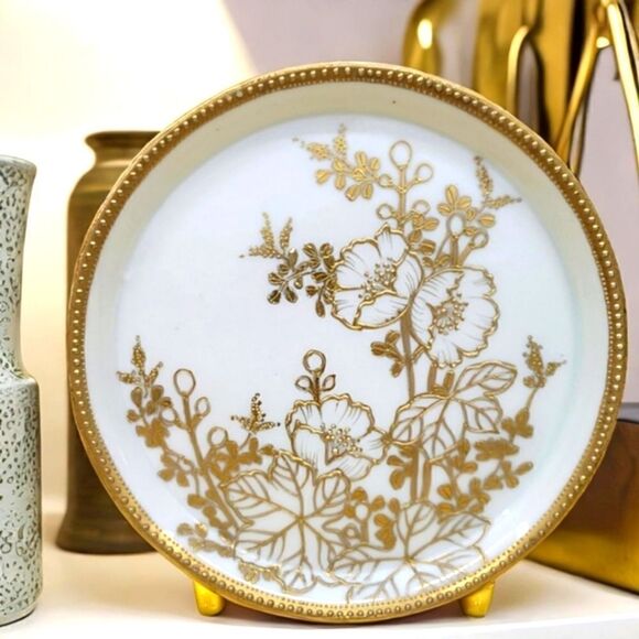 Vintage Nippon Gold Guilded Floral Hand Painted Display Plate - Made in Japan - Picture 14 of 14